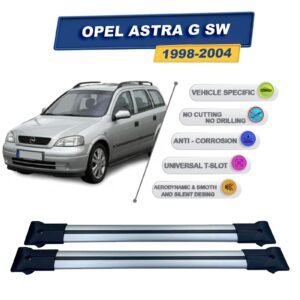 Opel Astra G Stationwagon 1998-2004 ile Uyumlu Ara Atkı Taşıyıcı Tavan Barı 2 adet Gri Set