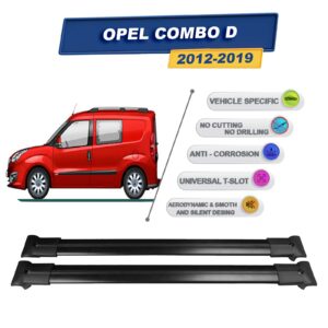 Cross oto Opel Combo D 2012-2019 İle Uyumlu Ara Atkı Taşıyıcı Tavan Barı 2 adet Siyah Set