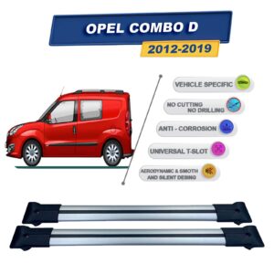 Opel Combo D 2012-2019 ile Uyumlu Ara Atkı Taşıyıcı Tavan Barı 2 adet Gri Set