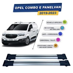 Opel Combo E Panelvan 2019-2023 İle Uyumlu Ara Atkı Taşıyıcı Tavan Barı 2 adet Gri Set