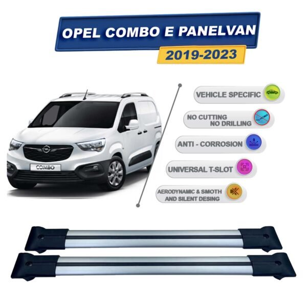 Opel Combo E Panelvan 2019-2023 İle Uyumlu Ara Atkı Taşıyıcı Tavan Barı 2 adet Gri Set