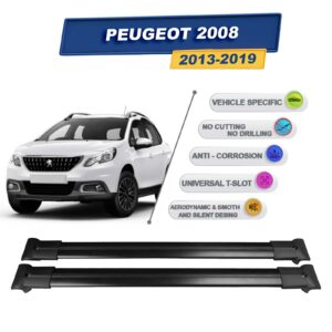 Cross oto Peugeot 2008 2013-2019 İle Uyumlu Ara Atkı Taşıyıcı Tavan Barı 2 adet Siyah Set