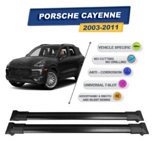 Cross oto Porsche Cayenne 2003-2011 İle Uyumlu Ara Atkı Taşıyıcı Tavan Barı 2 adet Siyah Set