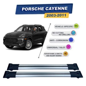 Porsche Cayenne 2003-2011 ile Uyumlu Ara Atkı Taşıyıcı Tavan Barı 2 adet Gri Set
