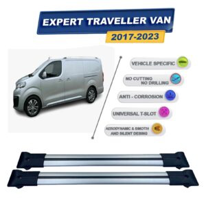 Peugeot Expert Panelvan 2017-2024 ile Uyumlu Ara Atkı Taşıyıcı Tavan Barı 2 adet Gri Set