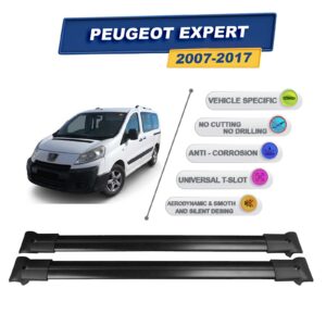Cross oto Peugeot Expert 2007-2017 İle Uyumlu Ara Atkı Taşıyıcı Tavan Barı 2 adet Siyah Set