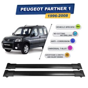 Cross oto Peugeot Partner 1 1996-2008 İle Uyumlu Ara Atkı Taşıyıcı Tavan Barı 2 adet Siyah Set