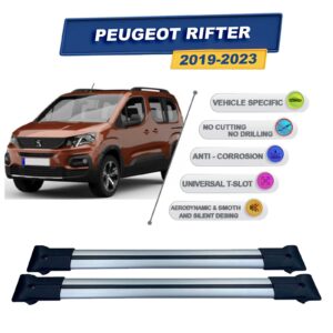 Peugeot Rifter 2019-2023 ile Uyumlu Ara Atkı Taşıyıcı Tavan Barı 2 adet Gri Set