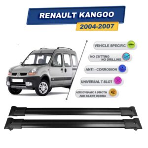 Cross oto Renault Kangoo 2004-2007 İle Uyumlu Ara Atkı Taşıyıcı Tavan Barı 2 adet Siyah Set
