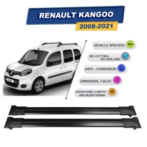 Cross oto Renault Kangoo -2- 2008-2021 İle Uyumlu Ara Atkı Taşıyıcı Tavan Barı 2 adet Siyah Set