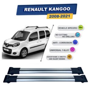 Renault Kangoo 2008-2021 ile Uyumlu Ara Atkı Taşıyıcı Tavan Barı 2 adet Gri Set