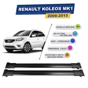 Cross oto Renault Koleos MK1 2006-2015 İle Uyumlu Ara Atkı Taşıyıcı Tavan Barı 2 adet Siyah Set