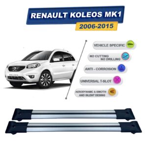 Renault Koleos MK1 2006-2015 ile Uyumlu Ara Atkı Taşıyıcı Tavan Barı 2 adet Gri Set