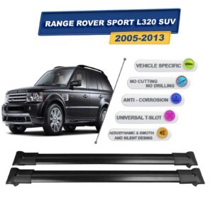Cross oto Range Rover Sport L320 Suv 2005-2013 İle Uyumlu Ara Atkı Taşıyıcı Tavan Barı 2 adet Siyah Set