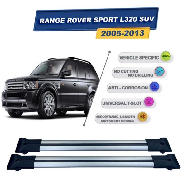 Cross oto Range Rover Sport L320 Suv 2005-2013 İle Uyumlu Ara Atkı Taşıyıcı Tavan Barı 2 adet Gri Set