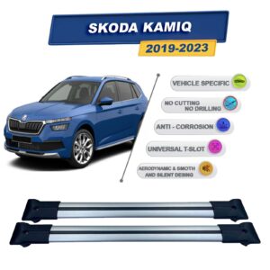 Skoda Kamiq 2019-2024 ile Uyumlu Ara Atkı Taşıyıcı Tavan Barı 2 adet Gri Set