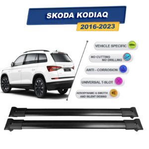 Cross oto Skoda Kodiaq 2016-2023 İle Uyumlu Ara Atkı Taşıyıcı Tavan Barı 2 adet Siyah Set