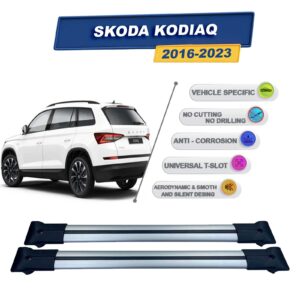 Skoda Kodiaq 2016-2023 ile Uyumlu Ara Atkı Taşıyıcı Tavan Barı 2 adet Gri Set