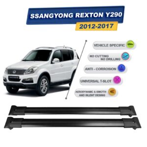 Cross oto Ssangyong Rexton Y290 2012-2017 İle Uyumlu Ara Atkı Taşıyıcı Tavan Barı 2 adet Siyah Set