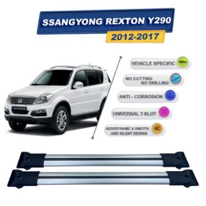 Ssangyong Rexton Y290 2012-2017 ile Uyumlu Ara Atkı Taşıyıcı Tavan Barı 2 adet Gri Set