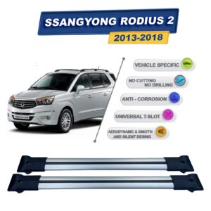 Ssangyong Rodius 2 2013-2018 ile Uyumlu Ara Atkı Taşıyıcı Tavan Barı 2 adet Gri Set