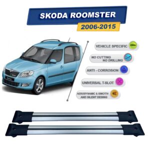Skoda Roomster 2006-2015 ile Uyumlu Ara Atkı Taşıyıcı Tavan Barı 2 adet Gri Set