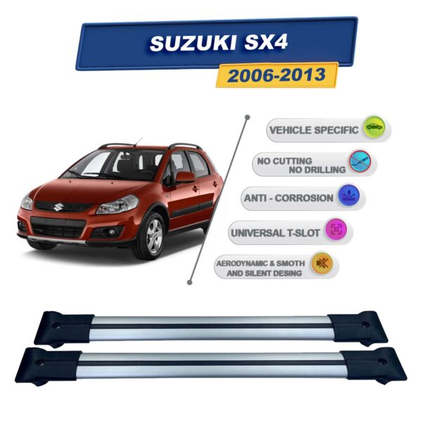 Cross oto Suzuki SX4 2006-2013 İle Uyumlu Ara Atkı Taşıyıcı Tavan Barı 2 adet Gri Set