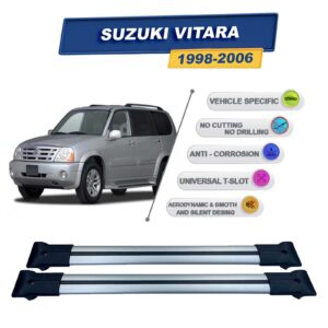 Cross oto Suzuki Vitara 1998-2006 İle Uyumlu Ara Atkı Taşıyıcı Tavan Barı 2 adet Gri Set