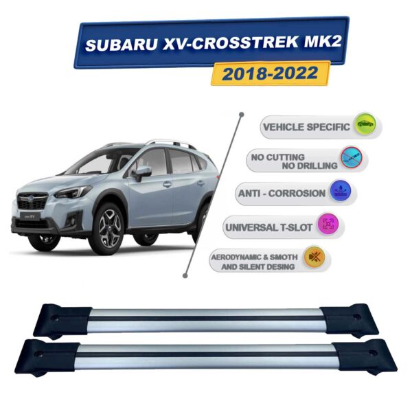 Cross oto Subaru XV -Crosstrek MK2 2018-2022 İle Uyumlu Ara Atkı Taşıyıcı Tavan Barı 2 adet Gri Set