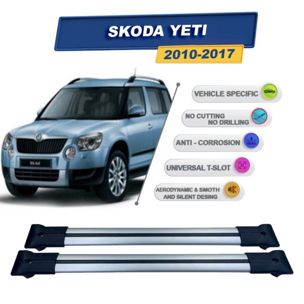 Cross oto Skoda Yeti 2010-2017 İle Uyumlu Ara Atkı Taşıyıcı Tavan Barı 2 adet Gri Set