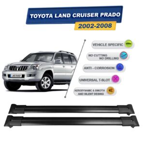 Cross oto Toyota Land Cruiser Prado 120 2002-2008 İle Uyumlu Ara Atkı Taşıyıcı Tavan Barı 2 adet Siyah Set