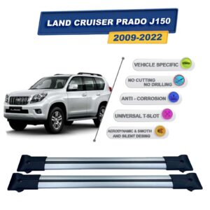 Cross oto Land Cruiser Prado J150 2009-2022 İle Uyumlu Ara Atkı Taşıyıcı Tavan Barı 2 adet Gri Set