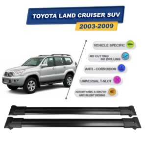 Cross oto Toyota Land Cruiser Suv 2003-2009 İle Uyumlu Ara Atkı Taşıyıcı Tavan Barı 2 adet Siyah Set