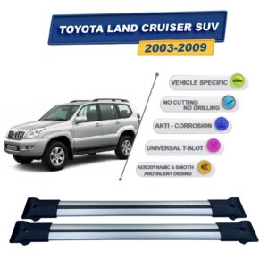 Cross oto Toyota Land Cruiser SUV 2003-2009 İle Uyumlu Ara Atkı Taşıyıcı Tavan Barı 2 adet Gri Set