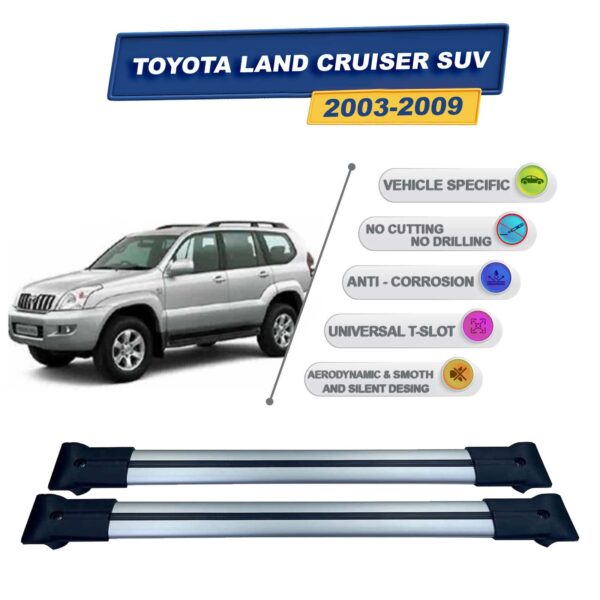 Cross oto Toyota Land Cruiser SUV 2003-2009 İle Uyumlu Ara Atkı Taşıyıcı Tavan Barı 2 adet Gri Set