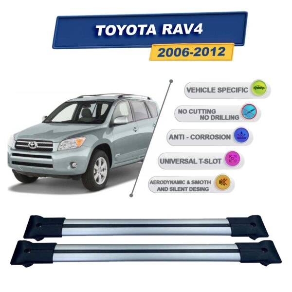 Cross oto Toyota Rav4 2006-2012 İle Uyumlu Ara Atkı Taşıyıcı Tavan Barı 2 adet Gri Set