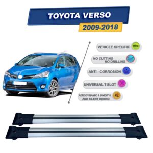 Cross oto Toyota Verso 2009-2018 İle Uyumlu Ara Atkı Taşıyıcı Tavan Barı 2 adet Gri Set