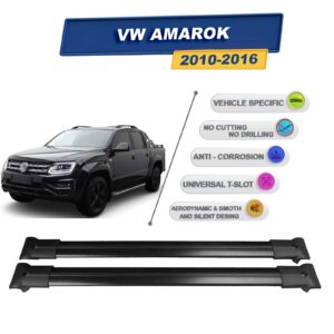 Cross oto Volkswagen Amarok 2010-2016 İle Uyumlu Ara Atkı Taşıyıcı Tavan Barı 2 adet Siyah Set