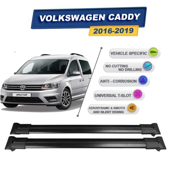 Volkswagen Caddy 2016-2019 İle Uyumlu Ara Atkı Taşıyıcı Tavan Barı 2 adet Siyah Set