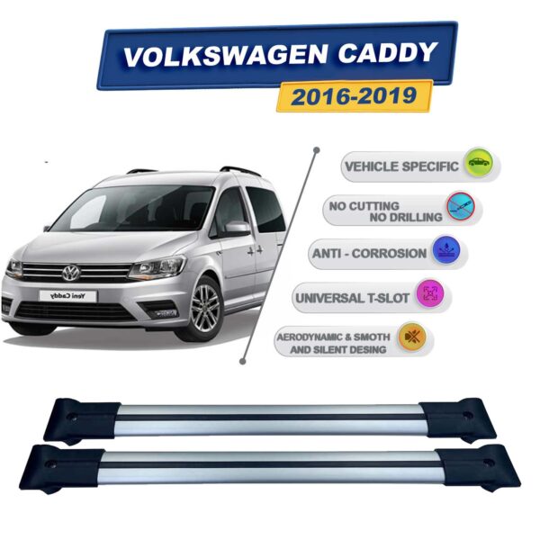 Cross oto Volkswagen Caddy 2016-2019 İle Uyumlu Ara Atkı Taşıyıcı Tavan Barı 2 adet Gri Set