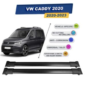 Cross oto Volkswagen Caddy 2020-2024 İle Uyumlu Ara Atkı Taşıyıcı Tavan Barı 2 adet Siyah Set