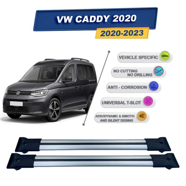Cross oto Volkswagen Caddy 2020-2023 İle Uyumlu Ara Atkı Taşıyıcı Tavan Barı 2 adet Gri Set