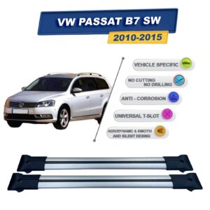 Cross oto Volkswagen Passat B7 SW-Variant 2010-2015 İle Uyumlu Ara Atkı Taşıyıcı Tavan Barı 2 adet Gri Set