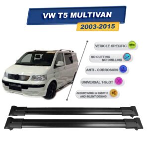 Volkswagen T5 Multivan 2003-2015 İile Uyumlu Ara Atkı Taşıyıcı Tavan Barı 2 adet Siyah Set