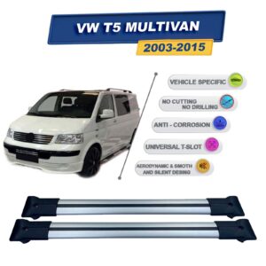 volkswagen T5 Multivan 2003-2015 ile Uyumlu Ara Atkı Taşıyıcı Tavan Barı 2 adet Gri Set