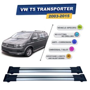 Volkswagen T5 Transporter 2003-2015 ile Uyumlu Ara Atkı Taşıyıcı Tavan Barı 2 adet Gri Set