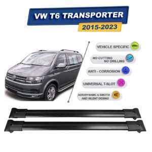 Cross oto Volkswagen T6 Transporter 2015-2023 İle Uyumlu Ara Atkı Taşıyıcı Tavan Barı 2 adet Siyah Set