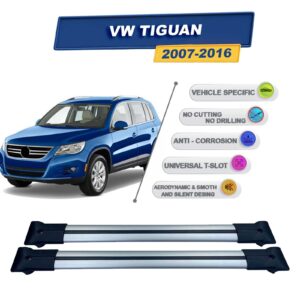 Cross oto Volkswagen Tiguan 2007-2016 İle Uyumlu Ara Atkı Taşıyıcı Tavan Barı 2 adet Gri Set