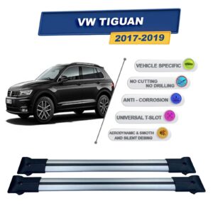 Cross oto Volkswagen Tiguan 2017-2019 İle Uyumlu Ara Atkı Taşıyıcı Tavan Barı 2 adet Gri Set