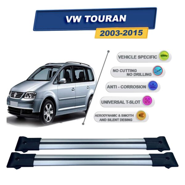 Cross oto Volkswagen Touran 2003-2015 İle Uyumlu Ara Atkı Taşıyıcı Tavan Barı 2 adet Gri Set